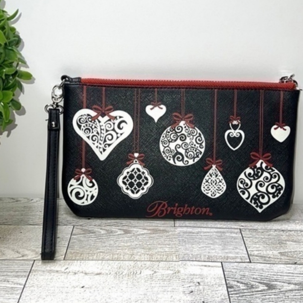 Brighton Faux Leather Christmas Ornament Clutch purse